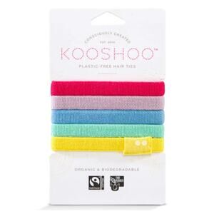 Kooshoo Hair Ties Organic Cotton Plastic-Free Rainbow Color Set of 5